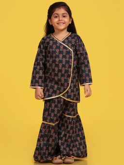 AJ Dezines - Kids Cotton Printed Angrakha Kurta Sharara For Girls (Set of 2)